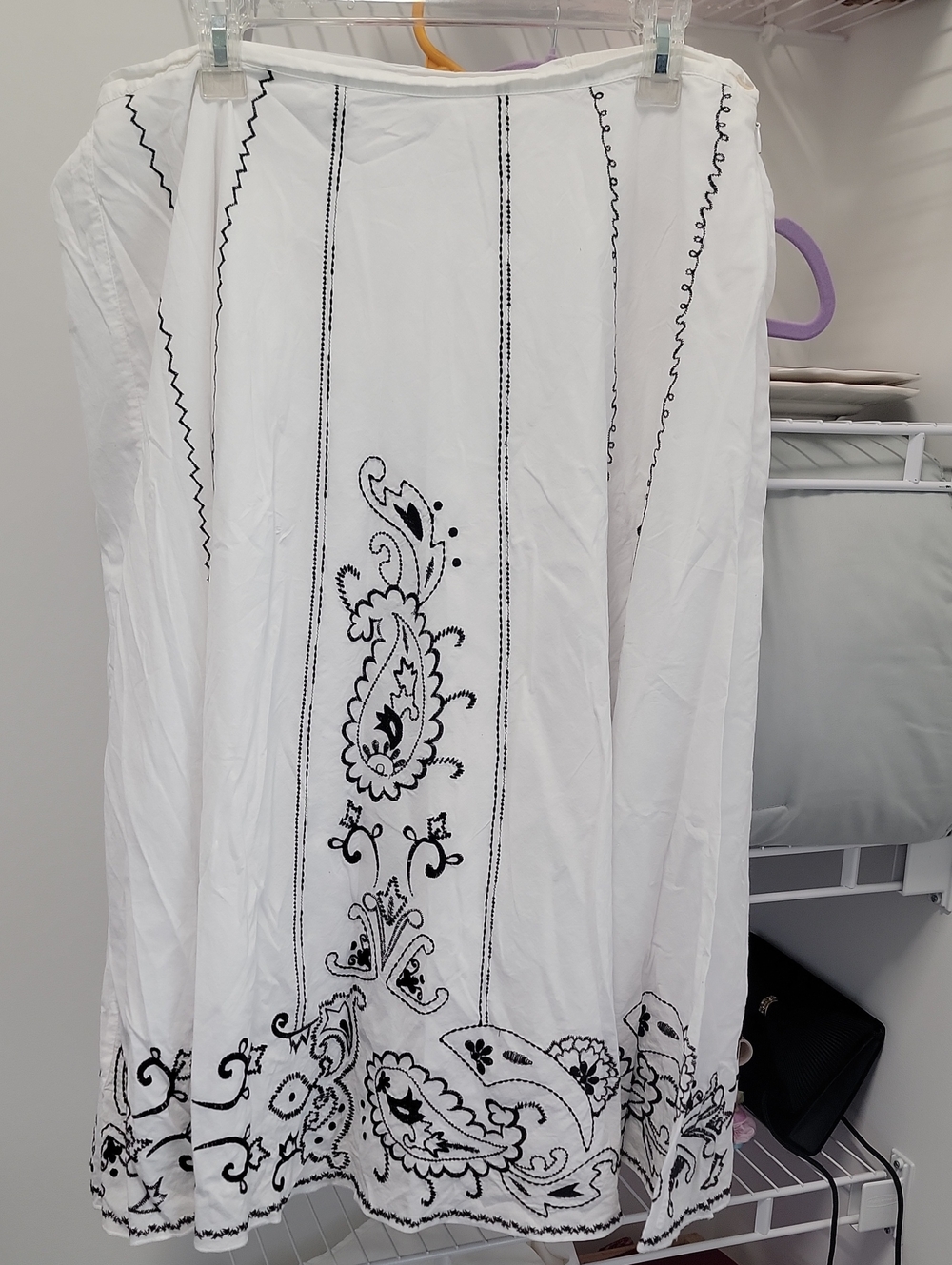 Chico's White Maxi Dress with Black Embroidery Size 3